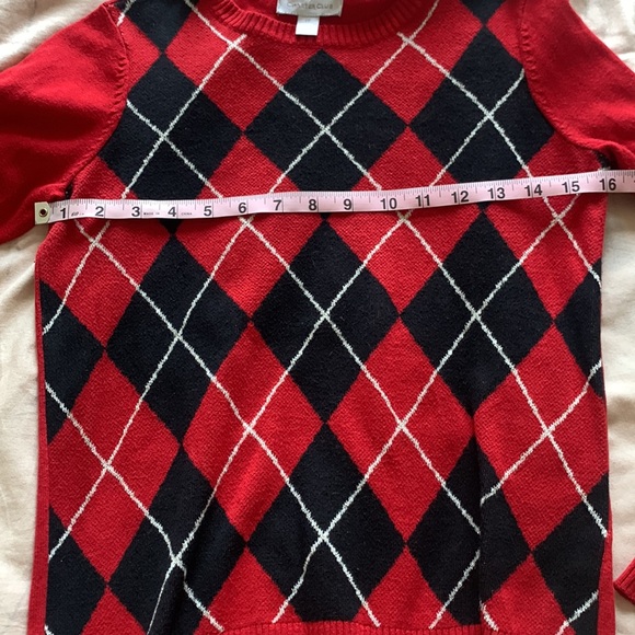 Charter Club red and black plaid sweater girls cut XXS - Picture 3 of 6